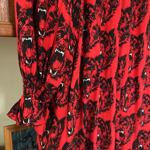 Nooworks Stevie Red and Black Wolverines Print Dress. Size Large. - Picture 4 of 10